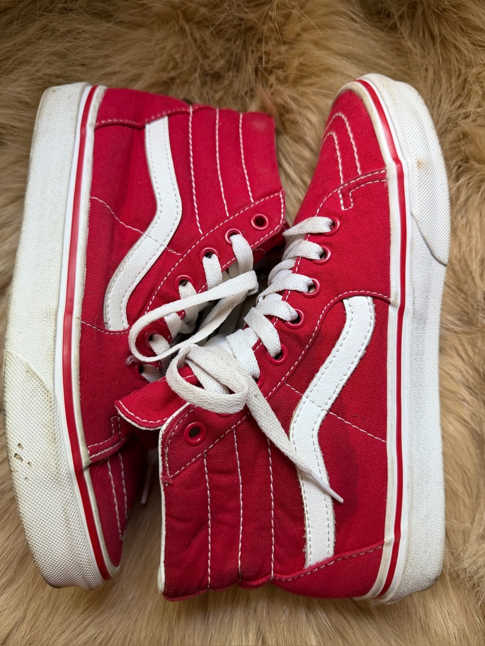 Vans Off the Wall Sk-8 Red High-Top Canvas Lace up Skate Shoes Men 6.5 Wo 8.0